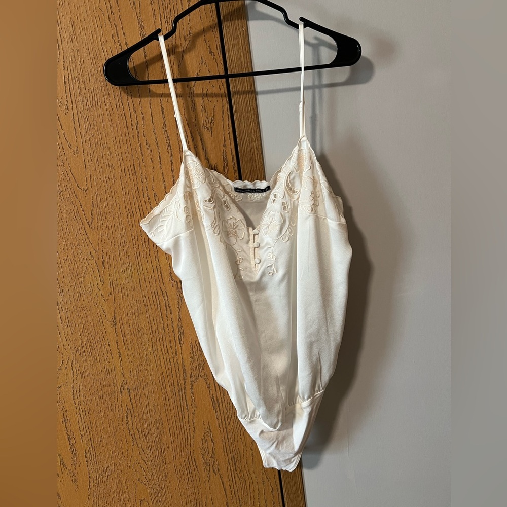 Abercrombie & Fitch Cream Embroidered Bodysuit